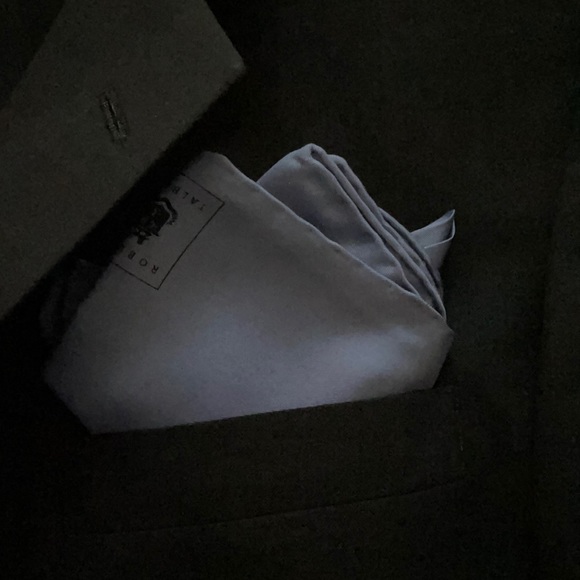 Robert Talbott Pocket Square Blue 100% Silk 16”x16” - Picture 2 of 4